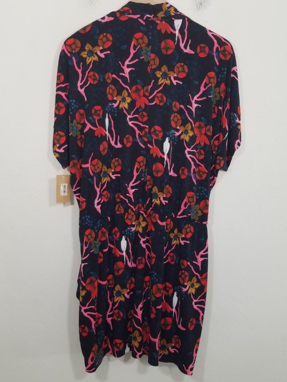 NWT RACHEL Rachel Roy 24 Hour Draped Dress Birds Floral Print with Pocket Size L - Picture 5 of 8
